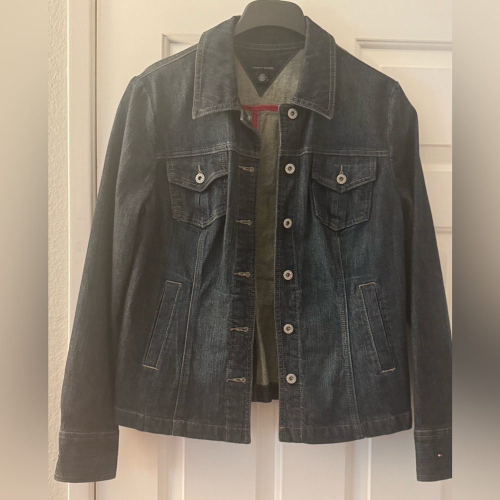Tommy Hilfiger Dark Blue Denim Jacket Size Large Like New